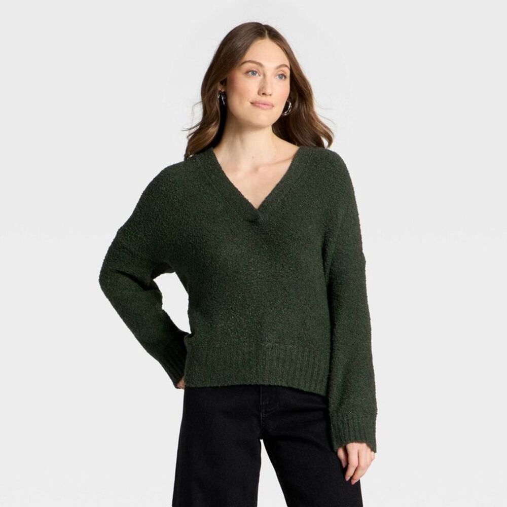 Women's Hooded Shawl Sweater - Universal Thread Dark Green L